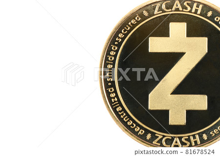 Golden zcash isolated on white background. 81678524