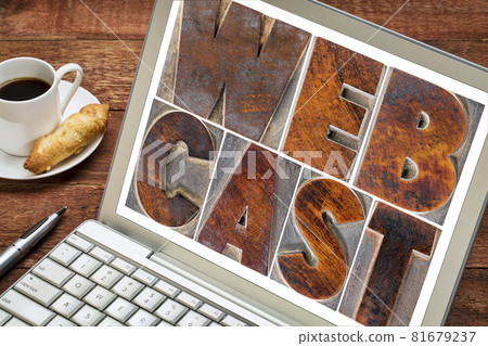 webcast word  on laptop screen 81679237