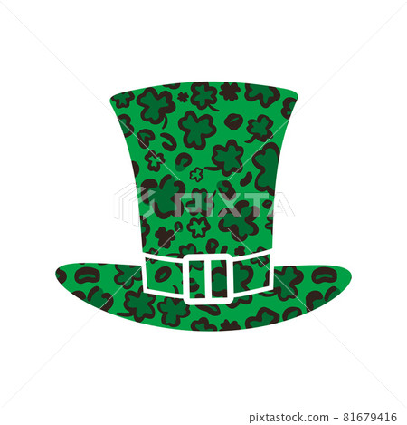 St. Patrick s Day green hat made of Leopard or jaguar print. Saint Patricks Day symbol. Vector template for banner, poster, greeting card, flyer, sticker, postcard 81679416
