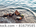Boulders and rocks on sea shore 81679585