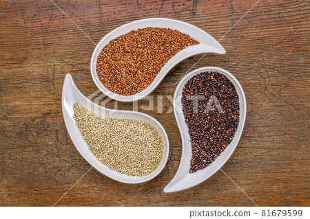 white, red and black quinoa grain white, red and black quinoa grain 81679599