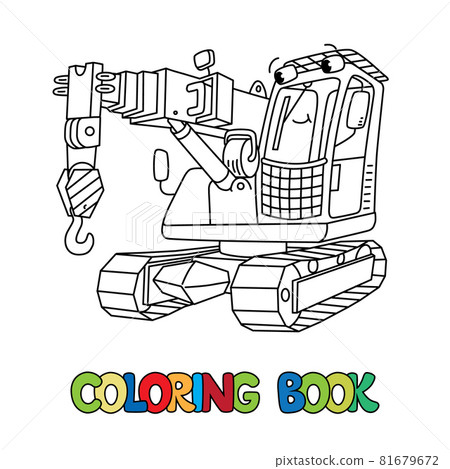 Funny autocrane or mobile crane Coloring book Funny autocrane or mobile crane Coloring book 81679672