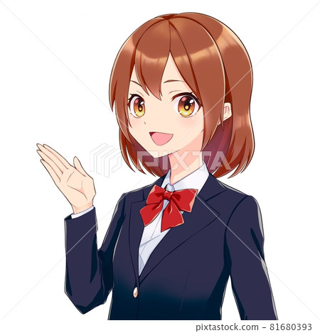 A female student in a blazer smiling in this pose A female student in a blazer smiling in this pose 81680393