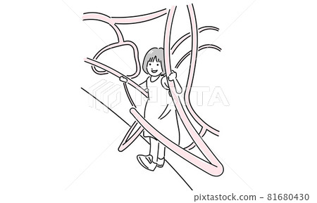 Girl playing with play equipment Girl playing with play equipment 81680430