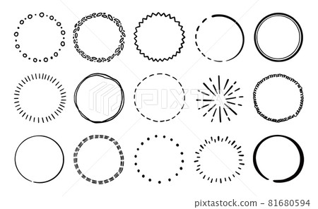 Hand drawn circle line badge set. Hand drawn circle line badge set. 81680594