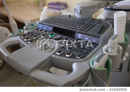 Closeup of modern ultrasound equipment in clinic Closeup of modern ultrasound equipment in clinic 81680909