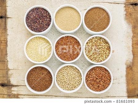 nine healthy, gluten free grains 81681093
