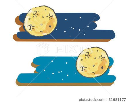 簡單的手寫風格滿月和夜空橫幅插圖 簡單的手寫風格滿月和夜空橫幅插圖 81681177