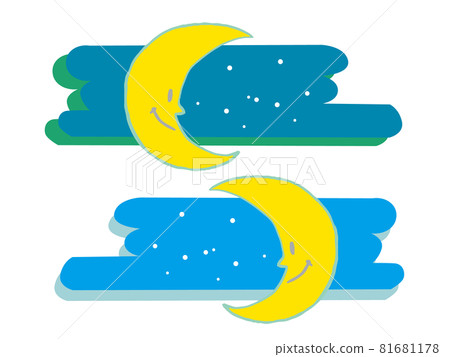 簡單的手寫風格新月和夜空橫幅插圖 簡單的手寫風格新月和夜空橫幅插圖 81681178
