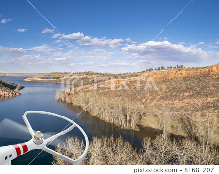 aeiral landscape with drone propeller aeiral landscape with drone propeller 81681207