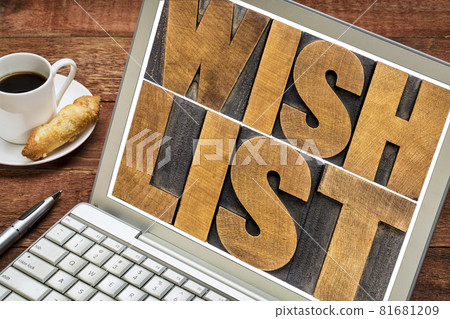 wish list word abstract on laptop wish list word abstract on laptop 81681209