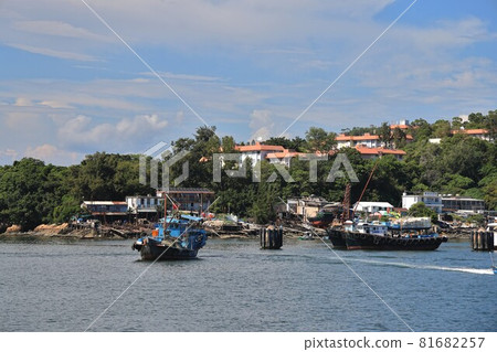 Cheung Chau Island, Hong Kong: Traditional fishing vessel of China parking in harbor 20 Aug 2021 Cheung Chau Island, Hong Kong: Traditional fishing vessel of China parking in harbor 20 Aug 2021 81682257