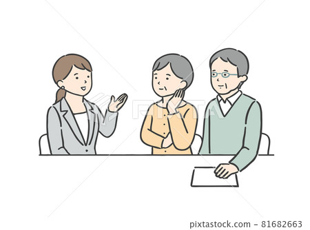 Middle-aged couple consulting at the counter 81682663