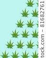 Green hemp leaves pattern on blue background. 3d render texture.  81682761