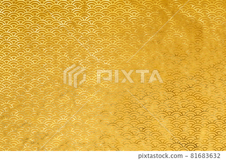 Illustration material Background material Japanese style Japanese paper Brush calligraphy Gold Gold Qinghai wave pattern Wave pattern 81683632