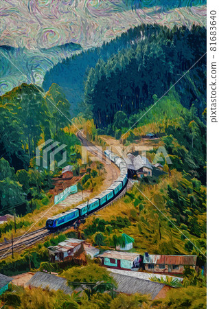 Elegant and beautiful landscape forest oil painting illustration Elegant and beautiful landscape forest oil painting illustration 81683640