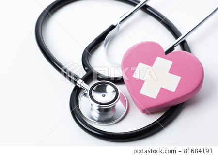 Medical and insurance image White cross and heart Medical and insurance image White cross and heart 81684191