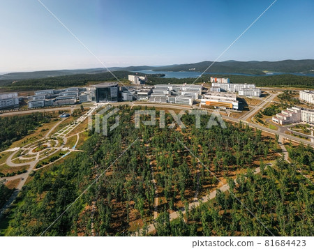 View from a drone on the modern campus of the university View from a drone on the modern campus of the university 81684423