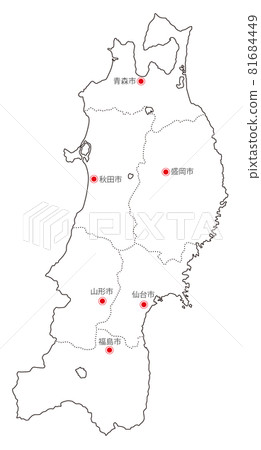 Japan regional division _ Tohoku _ Prefectural office location _ wh 81684449