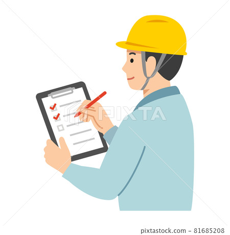 Workers checking on the checklist 81685208