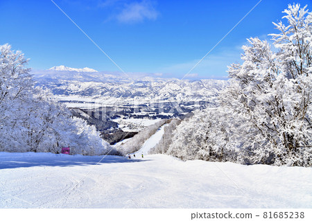 View toward Mt. Myoko from Nozawa Onsen Ski Resort / Skyline Course (Nozawa Onsen Village, Nagano Prefecture) [2021.2] 81685238