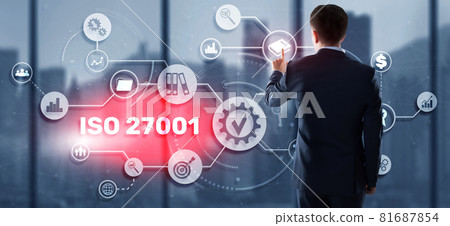 International information security standard. Concept of ISO standards quality control warranty. ISO 27001. 81687854
