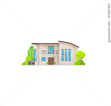 House building isolated patio facade exterior home - Stock Illustration ...