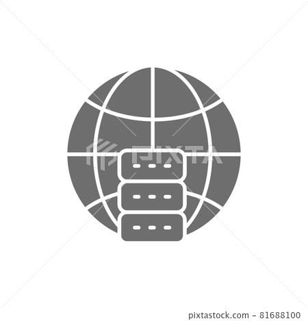 Global hosting server, data centre grey icon. 81688100
