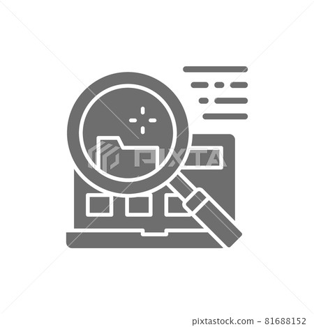 Vector file search in laptop grey icon. 81688152