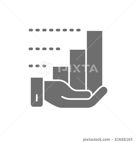 Vector hand with growth chart grey icon. 81688165
