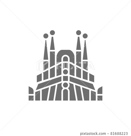 Vector Sagrada Familia, Spain, landmark grey icon. Vector Sagrada Familia, Spain, landmark grey icon. 81688223