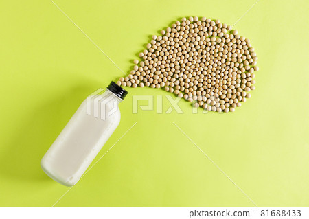 soy milk on green background 81688433