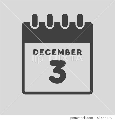 Icon day date 3 December, template calendar page Icon day date 3 December, template calendar page 81688489
