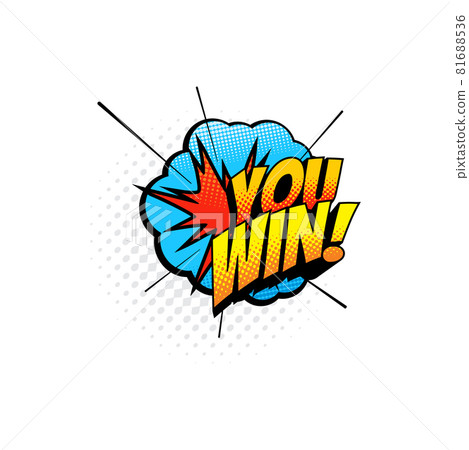Retro comic label you win winner congratulations 81688536