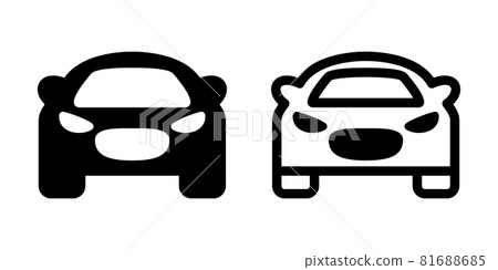 Car, new car, used car front vector icon illustration material set 81688685