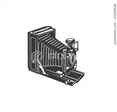 Retro folding camera isolated photo studio symbol 81688686