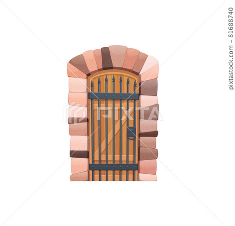 Cartoon gate with forged elements, fairytale entry - Stock Illustration ...