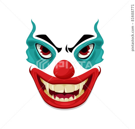 Scary clown face vector icon, funster mask emoji 81688771
