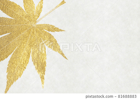 Background image of golden autumn leaves on white washi paper 81688883