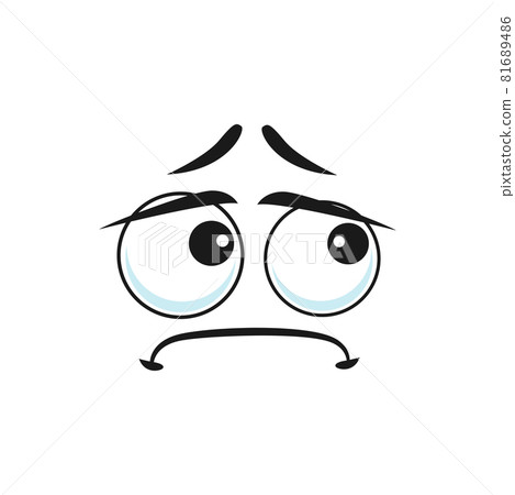 Upset emoticon sad face expression isolated icon 81689486