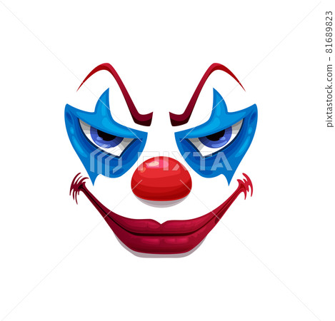 Creepy clown face vector icon, smiling funster 81689823