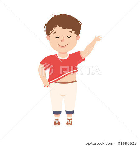 Little Boy Getting Dressed Engaged in Daily Activity and Everyday Routine Vector Illustration 81690622
