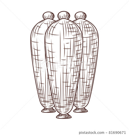 Ceramic vases engraved style isolated on white background. Vintage sketch outline close up. 81690671