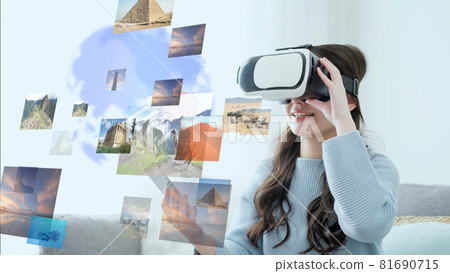A woman enjoying a trip in VR A woman enjoying a trip in VR 81690715