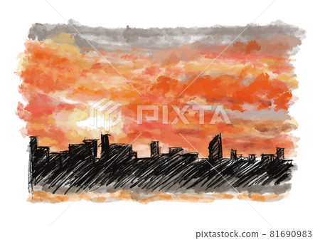 Sunset sky watercolor 1 81690983