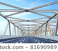 Tonegawa Bridge, a white iron bridge over the expressway 81690989