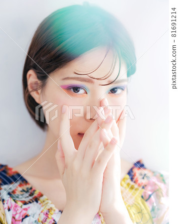 Female portrait with colorful make-up Female portrait with colorful make-up 81691214