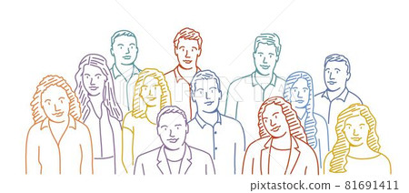 Color sketch of people. Team of employees. Color sketch of people. Team of employees. 81691411