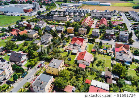 Aerial View of modern residential district in Europe city 81691724