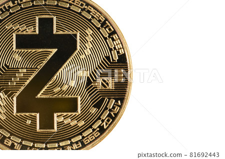 Golden zcash isolated on white background. Golden zcash isolated on white background. 81692443